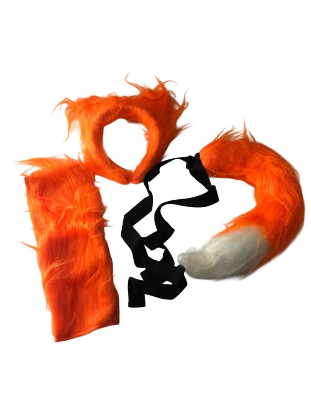 Orange Fox Costume Accessory Set With Ears Tail & Arm Bands For Kids Halloween